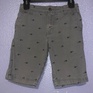 Faded Glory grey size boys 7 fish bones print khaki shorts
